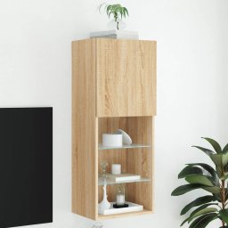 Gossi comoda tv cu lumini led, stejar sonoma, 40,5x30x102 cm