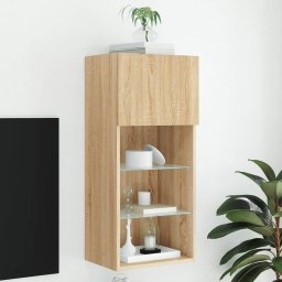 Gossi comoda tv cu lumini led, stejar sonoma, 40,5x30x90 cm