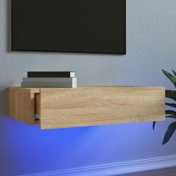Gossi comoda tv cu lumini led, stejar sonoma, 60x35x15,5 cm