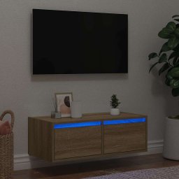 Gossi comoda tv cu lumini led, stejar sonoma, 75x35,5x25 cm