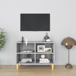 Gossi comoda tv cu picioare lemn masiv, gri sonoma, 69,5x30x50 cm