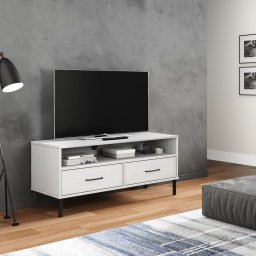 Gossi comoda tv cu picioare metalice „oslo”, alb, lemn masiv pin