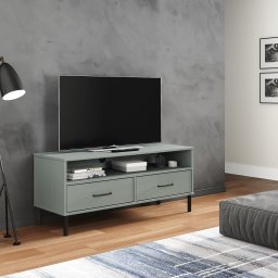 Gossi comoda tv cu picioare metalice „oslo”, gri, lemn masiv pin