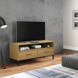 Gossi comoda tv cu picioare metalice „oslo”, maro, lemn masiv pin