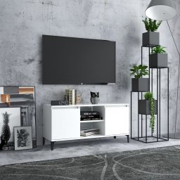 Gossi comoda tv cu picioare metalice, alb, 103,5x35x50 cm