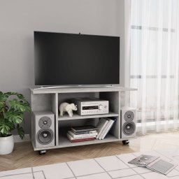 Gossi comoda tv cu roti, gri beton, 80x40x45 cm, lemn prelucrat