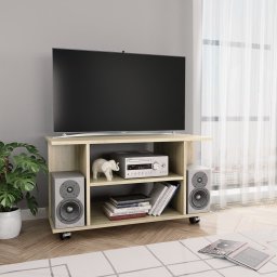 Gossi comoda tv cu roti, stejar sonoma, 80x40x45 cm, lemn prelucrat