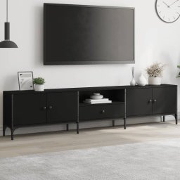 Gossi comoda tv cu sertar, negru, 200x25x44 cm, lemn prelucrat