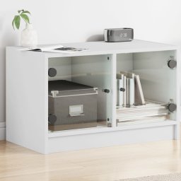Gossi comoda tv cu usi din sticla, alb, 68x37x42 cm