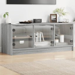 Gossi comoda tv cu usi din sticla, gri sonoma, 102x37x42 cm