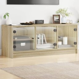 Gossi comoda tv cu usi din sticla, stejar sonoma, 102x37x42 cm