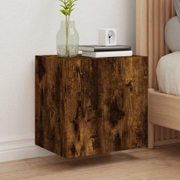 Gossi comoda tv de perete 2 buc., stejar fumuriu, 40,5x30x40 cm, lemn