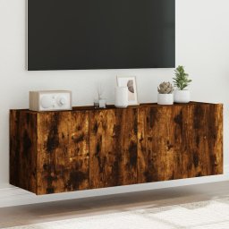 Gossi comoda tv de perete cu led, 2 buc. stejar fumuriu, 60x35x41 cm