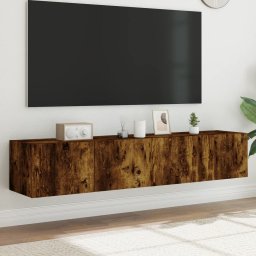 Gossi comoda tv de perete cu led, 2 buc. stejar fumuriu, 80x35x31 cm