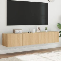 Gossi comoda tv de perete cu led, 2 buc. stejar sonoma, 80x35x31 cm