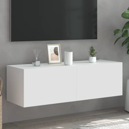Gossi comoda tv de perete cu lumini led, alb, 100x35x31 cm