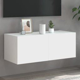 Gossi comoda tv de perete cu lumini led, alb, 80x35x31 cm