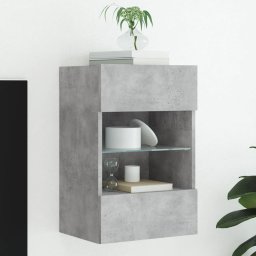 Gossi comoda tv de perete cu lumini led, gri beton, 40x30x60,5 cm