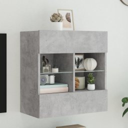 Gossi comoda tv de perete cu lumini led, gri beton, 58,5x30x60,5 cm