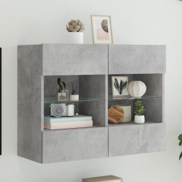 Gossi comoda tv de perete cu lumini led, gri beton, 78,5x30x60,5 cm