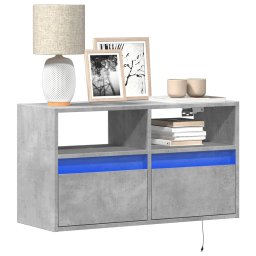 Gossi comoda tv de perete cu lumini led, gri beton, 80x31x45 cm