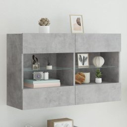 Gossi comoda tv de perete cu lumini led, gri beton, 98,5x30x60,5 cm