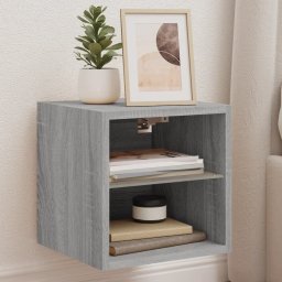 Gossi comoda tv de perete cu lumini led, gri sonoma 30x28,5x30 cm