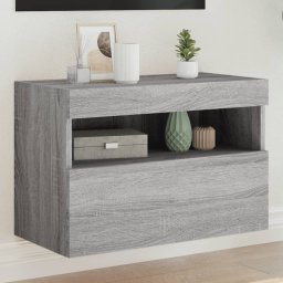 Gossi comoda tv de perete cu lumini led, gri sonoma, 60x30x40 cm