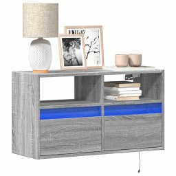 Gossi comoda tv de perete cu lumini led, gri sonoma, 80x31x45 cm