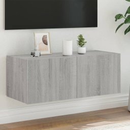 Gossi comoda tv de perete cu lumini led, gri sonoma, 80x35x31 cm