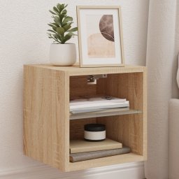 Gossi comoda tv de perete cu lumini led, stejar sonoma 30x28,5x30 cm