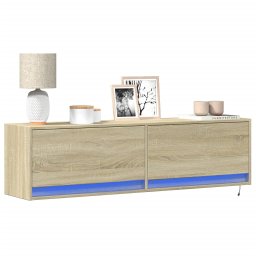 Gossi comoda tv de perete cu lumini led, stejar sonoma, 140x31x38 cm