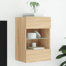Gossi comoda tv de perete cu lumini led, stejar sonoma, 40x30x60,5 cm