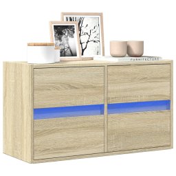 Gossi comoda tv de perete cu lumini led, stejar sonoma, 80x31x45 cm