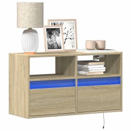 Gossi comoda tv de perete cu lumini led, stejar sonoma, 80x31x45 cm