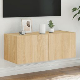 Gossi comoda tv de perete cu lumini led, stejar sonoma, 80x35x31 cm