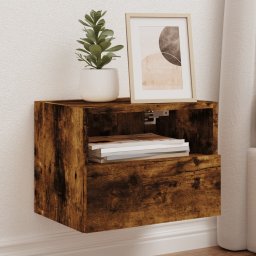 Gossi comoda tv de perete stejar fumuriu 40x30x30 cm lemn prelucrat