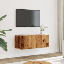 Gossi comoda tv de perete, 2 buc. lemn vechi, 80x30x30 cm