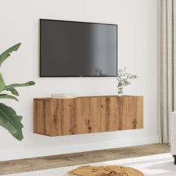Gossi comoda tv de perete, 2 buc. stejar artizanal, 100x30x30 cm