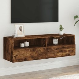 Gossi comoda tv de perete, stejar fumuriu, 100x30x30cm,lemn prelucrat