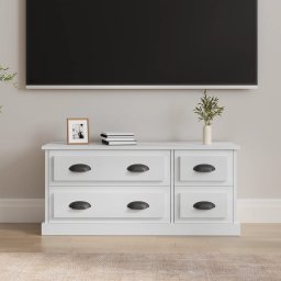 Gossi comoda tv, alb extralucios, 100x35,5x45 cm, lemn prelucrat