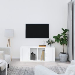 Gossi comoda tv, alb extralucios, 100x35x40 cm, lemn prelucrat