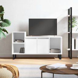 Gossi comoda tv, alb extralucios, 100x35x55 cm, lemn prelucrat