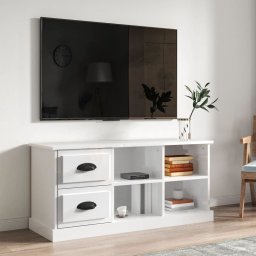 Gossi comoda tv, alb extralucios, 102x35,5x47,5 cm, lemn prelucrat
