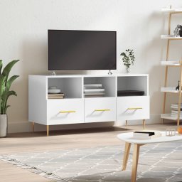 Gossi comoda tv, alb extralucios, 102x36x50 cm, lemn prelucrat