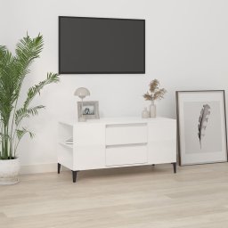 Gossi comoda tv, alb extralucios, 102x44,5x50 cm, lemn prelucrat
