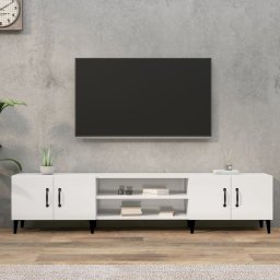 Gossi comoda tv, alb extralucios, 180x31,5x40 cm, lemn prelucrat