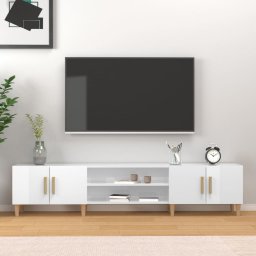 Gossi comoda tv, alb extralucios, 180x31,5x40 cm, lemn prelucrat