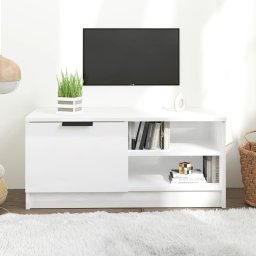 Gossi comoda tv, alb extralucios, 80x35x36,5 cm, lemn prelucrat