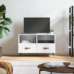 Gossi comoda tv, alb extralucios, 80x36x50 cm, lemn prelucrat